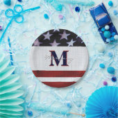 ヴィンテージ国旗Patriotic 7月4日カスタムモノグラム1 ペーパープレート (パーティー)