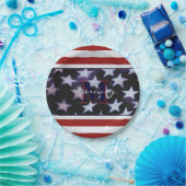  ヴィンテージ国旗Patriotic 7月4日カスタムモノグラム2 ペーパープレート (パーティー)