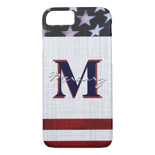ヴィンテージ国旗Patriotic 7月4日カスタムモノグラム2 Case-Mate iPhoneケース (裏面)
