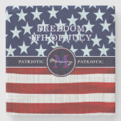 ヴィンテージ国旗Patriotic 7月4日カスタムモノグラム ストーンコースター (正面)