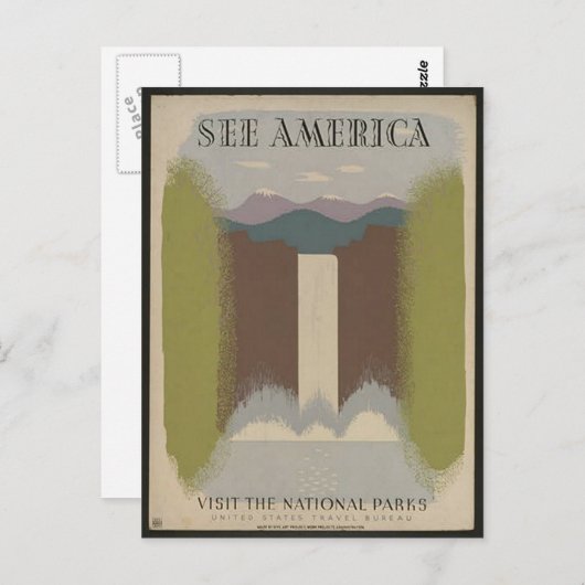 ヴィンテージ国立公園旅行はがき ポストカード (正面/裏面)