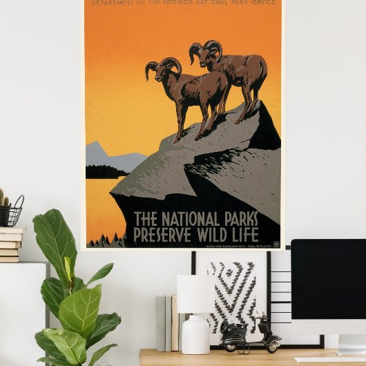 ヴィンテージ国立公園野生生物WPAポスター ポスター (ホームオフィス)