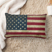 ヴィンテージ国素朴グランジ族米国国旗 ランバークッション (ブランケット)