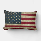ヴィンテージ国素朴グランジ族米国国旗 ランバークッション (正面)