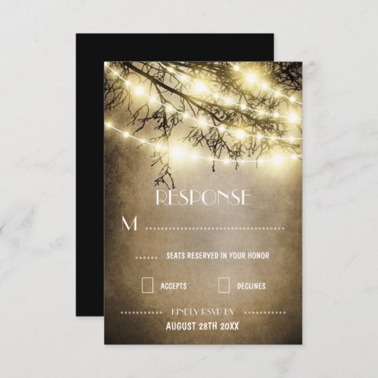 ヴィンテージ国素朴ツリー結婚式RSVPカード 出欠カード (正面/裏面)