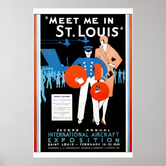 ヴィンテージ国際的航空機の解説 ポスター (正面)