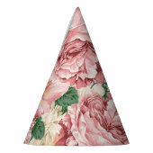 ヴィンテージ園バラとアジサイ花の柄 パーティーハット (左)