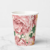 ヴィンテージ園バラとアジサイ花の柄 紙コップ (左)