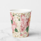ヴィンテージ園バラとアジサイ花の柄 紙コップ (右)