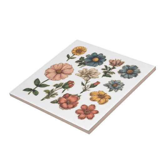 ヴィンテージ園花 タイル (側面)