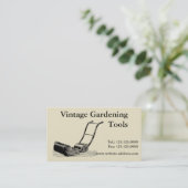 ヴィンテージ園芸工具芝刈機ビジネスカード 名刺 (スタンド正面)