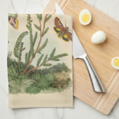 ヴィンテージ園芸昆虫、蝶、毛虫 キッチンタオル (四つ折り)