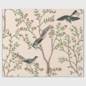 ヴィンテージ園芸木,鳥フローラシームレスパターン ラッピングペーパー (フラット)