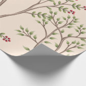 ヴィンテージ園芸木,鳥フローラシームレスパターン ラッピングペーパー (角)