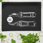 ヴィンテージ園芸用具プルーナーズモノグラムB Kタオル キッチンタオル (折り畳み)