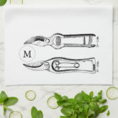 ヴィンテージ園芸用具プルーナーズモノグラムKタオル キッチンタオル (折り畳み)