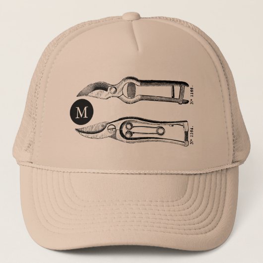 ヴィンテージ園芸用具プルーナーズモノグラムTハット キャップ (正面)