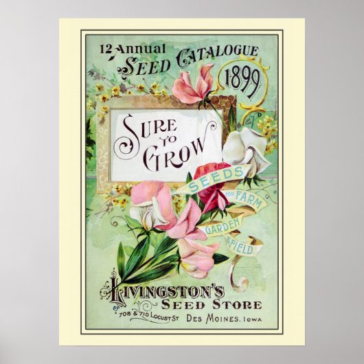 ヴィンテージ園芸花の種子カタログ ポスター (正面)
