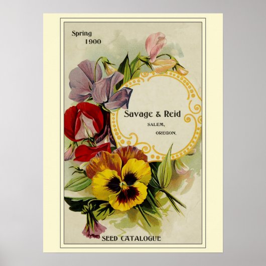 ヴィンテージ園芸花の種子カタログ ポスター (正面)