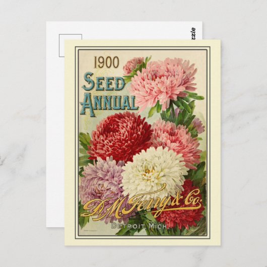 ヴィンテージ園芸花の種子カタログ ポストカード (正面/裏面)