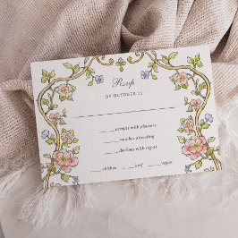 ヴィンテージ園 カラフル| Luxeの結婚食事の選択 出欠カード