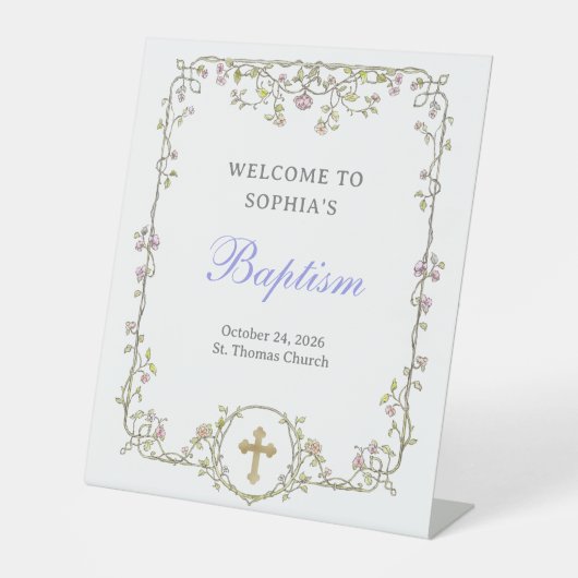 ヴィンテージ園 | バプテカラフルィスエレガントト歓迎 台座サイン (正面)