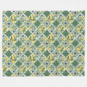 ヴィンテージ地中海の幾何伝統的デザイン フリースブランケット (正面(横))