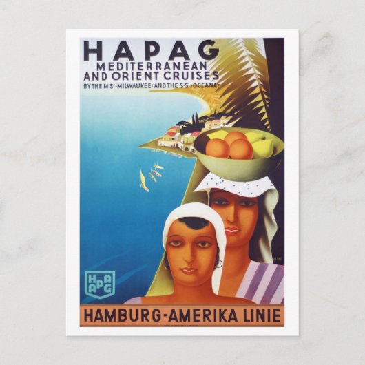 ヴィンテージ地中海の&オリエントクルーズトラベル ポストカード (正面)