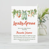 ヴィンテージ地元で育てた素朴なガーデンベイビーシャワー 招待状 (スタンド正面)