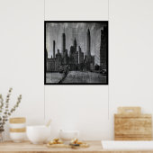 ヴィンテージ地図とレトロニューヨークの写真 ポスター (キッチン)