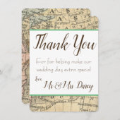 ヴィンテージ地図の感謝カード 招待状 (正面/裏面)