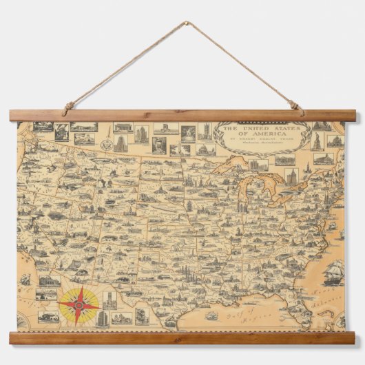 ヴィンテージ地図アメリカ合衆国アメリカ合衆国アメリカ合衆国ウォール 吊り下げ型タペストリー (正面)