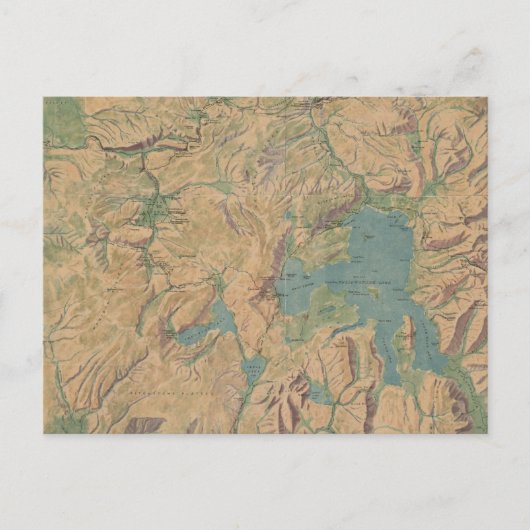 ヴィンテージ地図イエローストーン国立公園（1914年） ポストカード (正面)