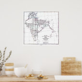 ヴィンテージ地図インデックス図インド調査 ポスター (キッチン)