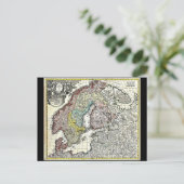 ヴィンテージ地図スカンジナビア、ノルウェー、スウェーデン… ポストカード (スタンド正面)