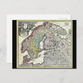 ヴィンテージ地図スカンジナビア、ノルウェー、スウェーデン… ポストカード (正面/裏面)