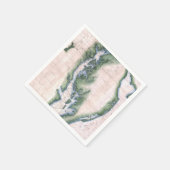 ヴィンテージ地図チェサピーク湾とデラウェア湾 スタンダードカクテルナプキン (角)