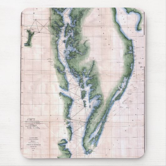 ヴィンテージ地図チェサピーク湾とデラウェア湾 マウスパッド (正面)