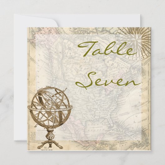 ヴィンテージ地図テーブルナンバー 招待状 (正面)