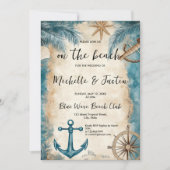 ヴィンテージ地図ビーチいかりコースト結婚ーズ 招待状 (正面)