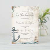 ヴィンテージ地図ビーチトロピカルアイランド結婚ズ 招待状 (スタンド正面)