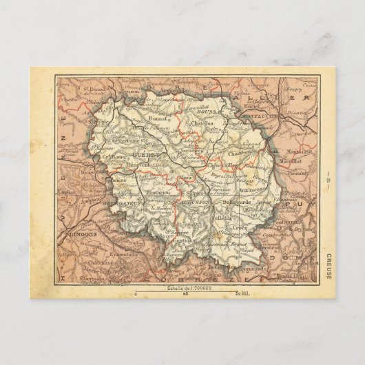 ヴィンテージ地図フランスクルーズ ポストカード (正面)