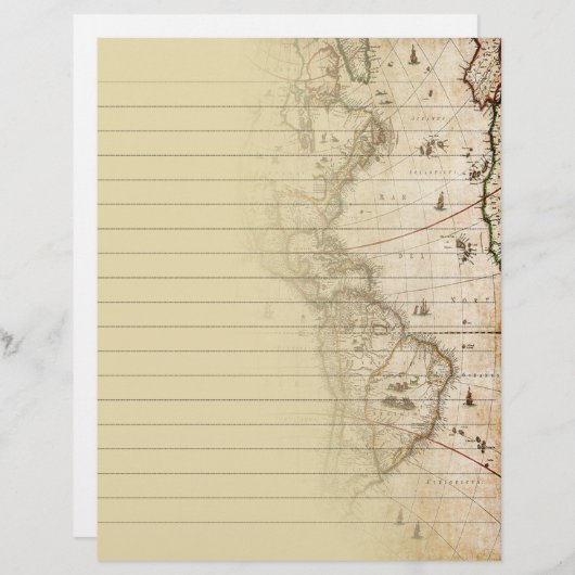 ヴィンテージ地図裏地スクラップブック筆記用紙 (正面/裏面)