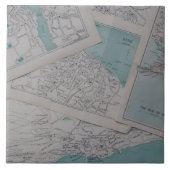 ヴィンテージ地図製作者の夢 デコラティブ タイル (正面)