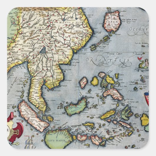 ヴィンテージ地図 |インドからニューギニア スクエアシール (正面)