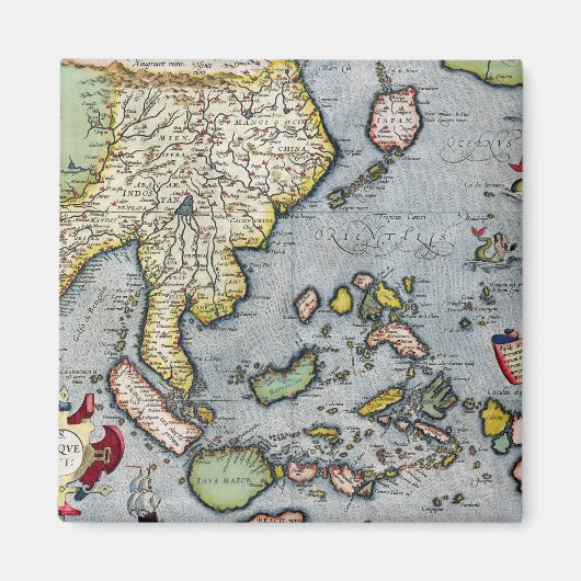 ヴィンテージ地図 |インドからニューギニア マグネット (正面)