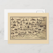 ヴィンテージ地図:サリー、ロンドン、ケント ポストカード (正面/裏面)