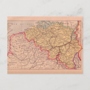 ヴィンテージ地図、ベルギー、1920年頃 ポストカード