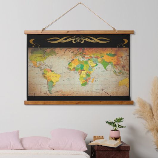 ヴィンテージ地図 吊り下げ型タペストリー (寝室)