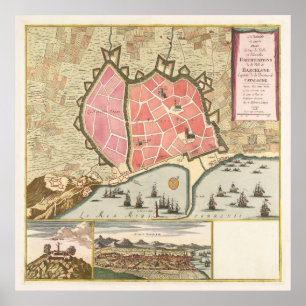 ヴィンテージ地図(1706年) ポスター